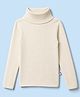 Yellow Apple Knit Full Sleeves Solid Colour Pullover with Turtle Neck- White