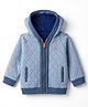 Yellow Apple Knit Full Sleeves Solid Colour Hooded Sweater with Argyle Design - Light Blue