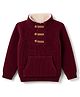 Yellow Apple Knit Full Sleeves Solid Colour Pullovers with Kangaroo Pocket - Maroon
