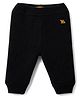 Yellow Apple Fleece lining Knit Full Length Solid Colour Woolen Lounge Pant - Black