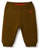 Yellow Apple Fleece lining Knit Full Length Solid Colour Woolen Lounge Pant - Brown