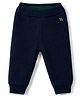 Yellow Apple Fleece lining Knit Full Length Solid Colour Woolen Lounge Pant - Navy
