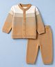 Babyhug Knit Full Sleeves Sweater Set - White & Beige