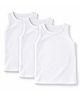TUMMY Cotton Knit Pack Of 3 Sleeveless Solid Vests - White