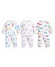 TUMMY Cotton Knit Pack Of 3 Full Sleeves Numbers & Cars Printed Coordinating Shirts & Pajamas Set - Multi Colour