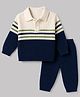 Babyhug Knit Full Sleeves Striped Sweater Set - White
