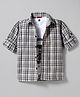 Radutu Cotton Woven Full Sleeves Checks Shirt & T-Shirt - Grey