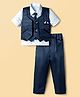 Radutu Cotton Woven Full Sleeves 3 Piece Party Suit With Tie - Teal Blue