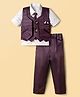 Radutu Cotton Woven Full Sleeves 3 Piece Party Suit With Tie - Wine