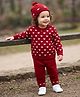 Babyhug Knit Full Sleeves Sweater Set with Heart Design - Maroon