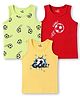 Doodle Poodle Single Jersey Knt Sleeveless Vest with Football Print Pack of 3-Yellow Green & Red