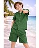 Zion Cotton Woven Half Sleeves Solid Shirt & Shorts Set - Green