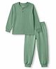 Primo Gino 100% Cotton Knit Full Sleeves Solid Color Henley T -Shirt & Pyjama Night Suit - Green