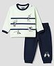 Mini Taurus Interlock Knit Full Sleeves T-Shirt & Pyjama Night Suit with Puppy Print - Mint Green