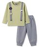 Mini Taurus Interlock Knit Full Sleeves T-Shirt & Lounge Pant Set Animal Patch - Blue