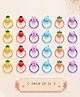 Zion Set Of 12 Strawberry Floral & Star Applique Detailed Rubber Bands - Multi Colour