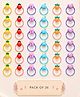 Zion Set Of 18 Floral Fruits & Hearts Embellished Rubber Brands - Multi Colour