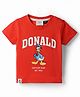 Ollypop Disney Sinker Knit Half Sleeves T-Shirt With Donald Duck Print - Red