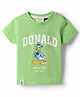 Ollypop Disney Sinker Knit Half Sleeves T-Shirt With Donald Duck Print - Light Green