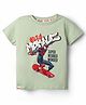Ollypop Marvel Sinker Knit Half Sleeves T-Shirt With Spider Man Print - Light Green