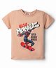 Ollypop Marvel Sinker Knit Half Sleeves T-Shirt With Spider Man Print - Peach