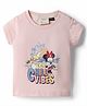 Ollypop Disney Sinker Knit Half Sleeves T-Shirt With Minnie Mouse & Daisy Friends - Baby Pink