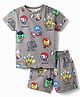 Ollypop Marvel Sinker Knit Half Sleeves T-Shirt & Shorts Co-ords Night Suit With Marvel Graphic- Grey