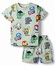 Ollypop Marvel Sinker Knit Half Sleeves T-Shirt & Shorts Co-ords Night Suit With Marvel Graphic- Light Green