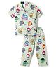 Ollypop Marvel Knit Half Sleeves Shirt & Pyjama Co-Ords Night Suit With Avengers Graphics- Sea Green