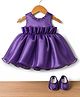 Blabber Sleeveless Beads & Stone Embellished Ruffle Pleated Knee Length Dress With Booties - Purple
