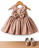 Blabber Sleeveless Stone Embellished Bow Applique Detailed Knee Length Dress With Booties - Brown