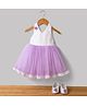 Blabber Woven Sleeveless Stone Embellished Floral Printed Shimmer & Floral Applique Detailed Knee Length Dress - Lavender