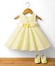 Blabber Woven Sleeveless Floral Applique Detailed & Embroidered Knee Length Dress With Booties - Yellow