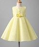 Blabber Sleeveless Floral Applique Detailed & Embroidered Knee Length Pleated Dress - Yellow