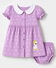 Babyhug Cotton Single Jersey Knit Short Sleeves Frock and Bloomer with Polka Dot & Duck Print - Lavender