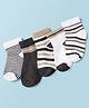 Honeyhap Premium Cotton  Bamboo Spandex Ankle Length Striped Socks with Bio Finish Pack of 5 - Beige Grey & Off White