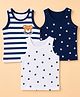 Doodle Poodle 100% Cotton Single Jersey Knit Striped Sleeveless Vest with Bear & Star Print Pack of 3- Navy & White