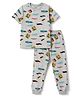 Primo Gino Cotton Knit Half Sleeves Co-Ords T-Shirt & Pajama Night Suit with Sports Car Print - Grey