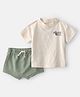 Carter's Cotton Knit Half Sleeves T-Shirt & Shorts Set With Bird Print - Ivory