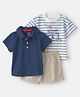 Carter's Cotton Knit Half Sleeves Pack of 2 T-Shirts & Shorts Set With Nautical Theme - Blue