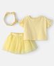 Carter's Cotton Knit Half Sleeves Solid T-Shirt & Skirt Set With Headband - Yellow