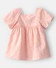 Carter's Cotton Woven Raglan Half Sleeves Schiffili Frock With Bloomer - Pink