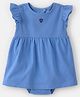 Carter's Cotton Woven Half Frill Sleeves Shell Embroidered Frock Style Bodysuit - Blue