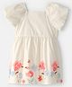 Carter's Cotton Woven Raglan Half Sleeves Floral Printed Party Frock - White