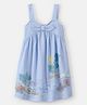 Carter's Woven Sleeveless Beach Theme Printed Frock With Bow Applique - Light Blue