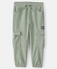 Carter's Woven Ankle Length Solid Cargo Joggers With Camp Dino Patch - Light Green