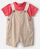 Carter's Cotton Woven Half Sleeves Solid Two Piece Dungaree Set - Orange