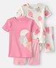 Carter's Cotton Woven Half Sleeves T-Shirt & Shorts Set Night Suit With Ice Cream Print Pack of 2 - Pink