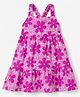 Babyhug Single Jersey Knit One Piece Dress with Sleeveless Styling and Floral Print - Pink