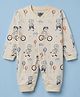 Mini Taurus Interlock Woven Full Sleeves Sleep Suit With Teddy Bear Print - Beige